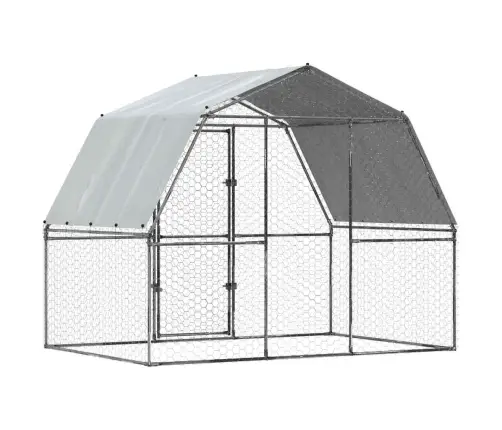 Vistu Būris Ar Jumtu Un Durvīm, Sudraba, Cinkots Tērauds Vidaxl