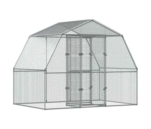 Putnu Būris Ar Durvīm, Sudraba Cinkots Tērauds Vidaxl