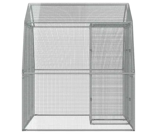 Putnu Būris Ar Durvīm, Sudraba Cinkots Tērauds Vidaxl