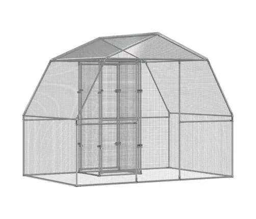 Putnu Būris Ar Durvīm, Sudraba Cinkots Tērauds Vidaxl