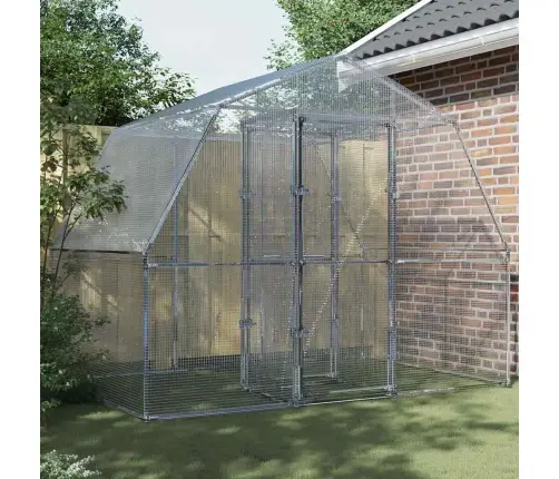 Putnu Būris Ar Durvīm, Sudraba Cinkots Tērauds Vidaxl