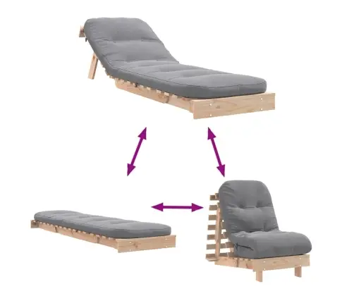 Futono Sofa-Lova Su Čiužiniu, 60X206X11cm Pušies Masyvas