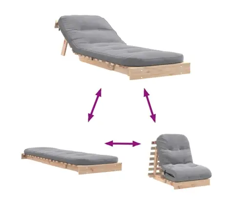 Futono Sofa-Lova Su Čiužiniu, 70X206X11cm Pušies Masyvas