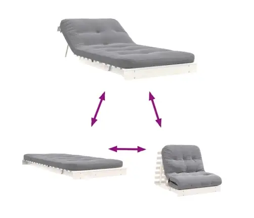 Dīvāngulta Ar Matraci, Balta, 90X206X11 Cm, Priedes Masīvkoks Vidaxl