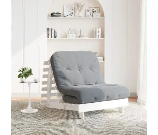 Dīvāngulta Ar Matraci, Balta, 90X206X11 Cm, Priedes Masīvkoks Vidaxl