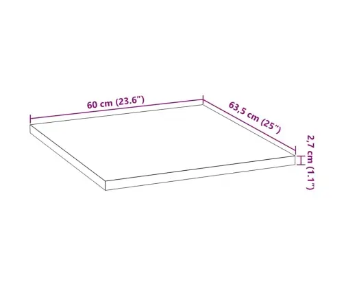 Virtuves Darba Virsma 60X63,5X2,7 Cm Ozola Masīvkoks Taisnstūra Vidaxl