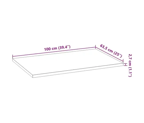Virtuves Darba Virsma 100X63,5X2,7Cm Ozola Masīvkoks Taisnstūra Vidaxl