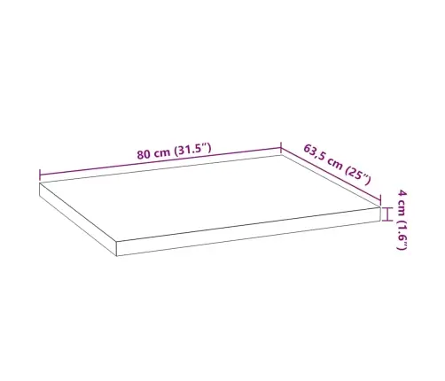 Virtuves Darba Virsma 80X63,5X4 Cm Ozola Masīvkoks Taisnstūra Vidaxl