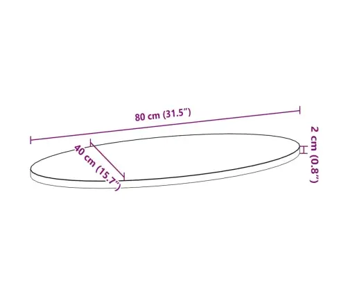 Lauaplaat, Tumepruun, 80 X 40 X 2 cm Tammepuit Ovaalne