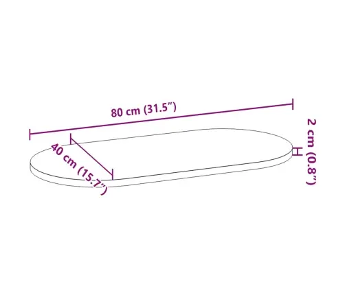 Lauaplaat 80X40X2 Cm Täispuidust Tamm Ovaalne