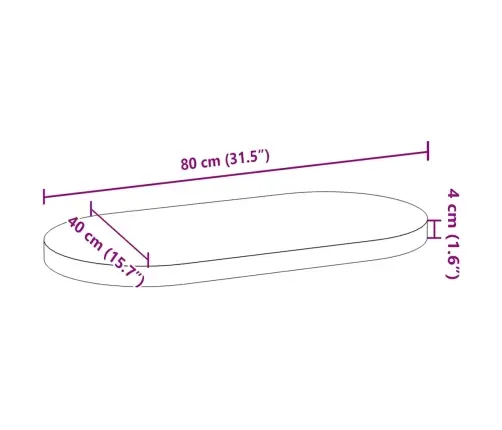 Stalviršis, 80X40X4 cm Ąžuolo Medienos Masyvas, Ovalo Formos