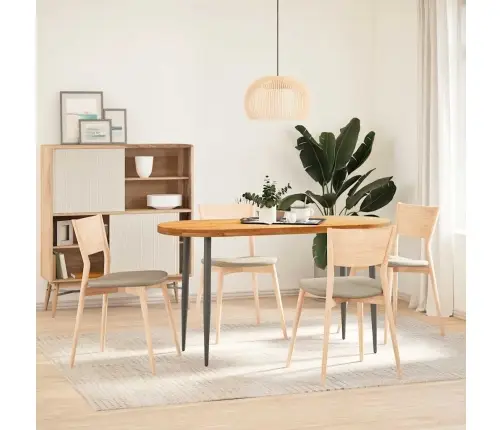 Galda Virsma, Gaiši Brūna, 140X60X4 Cm, Ozola Masīvkoks, Ovāls Vidaxl