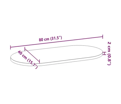 Lauaplaat, Tumepruun, 80 X 40 X 2 cm Tammepuit Ovaalne