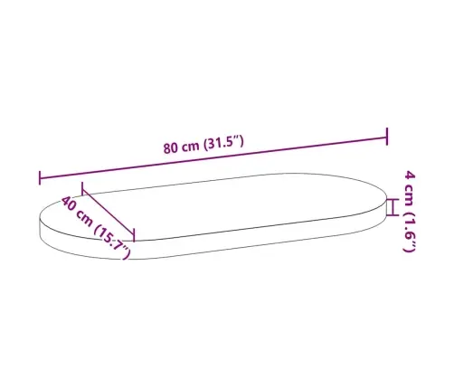 Galda Virsma, Tumši Brūna, 80X40X4 Cm, Ozola Masīvkoks, Ovāls Vidaxl