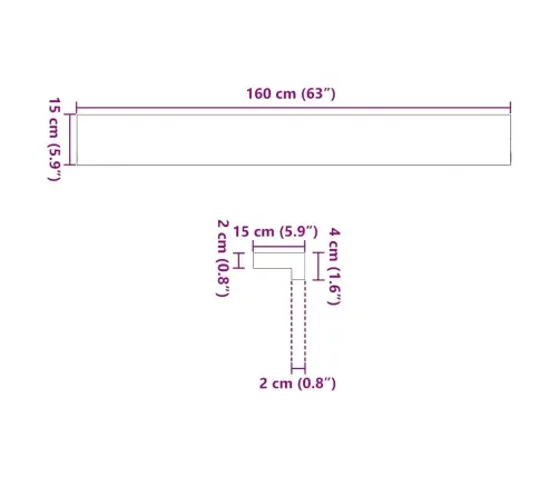Palodzes 2 Gb., Neapstrādāts, 160X15X2 Cm, Ozola Masīvkoks Vidaxl