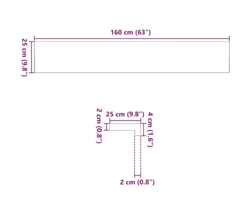 Palodzes 2 Gb., Neapstrādāts, 160X25X2 Cm, Ozola Masīvkoks Vidaxl