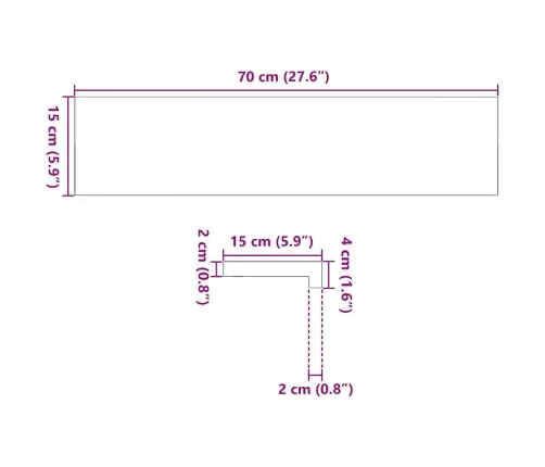Palodzes 2 Gb., Gaiši Brūns, 70X15X2 Cm, Ozola Masīvkoks Vidaxl