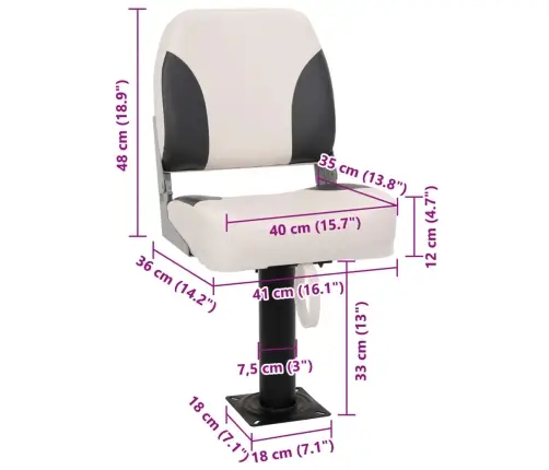 2-Daļīgs Salokāms Laivas Sēdeklis, Zema Atzveltne Vidaxl