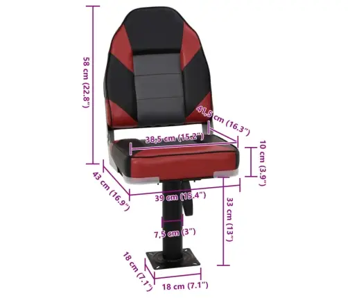 2-Daļīgs Salokāms Laivas Sēdeklis, Augsta Atzveltne Vidaxl