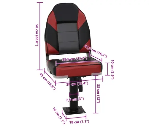 4-Daļīgs Salokāms Laivas Sēdeklis, Augsta Atzveltne Vidaxl