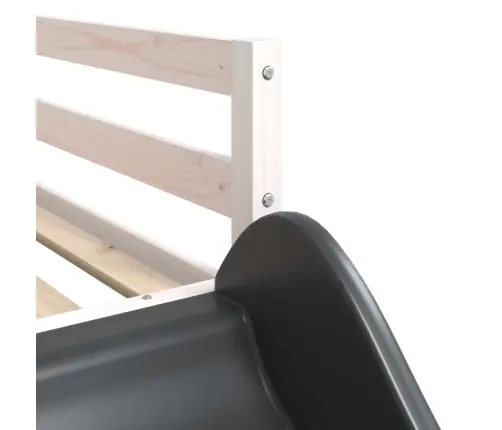 Dviaukštė Lova Su Užuolaidomis/Čiuožykla, Balta/Juoda, 90X200Cm