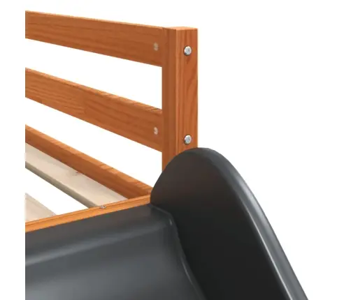 Augstā Gulta Ar Aizkariem Un Slidkalniņu, Zils, 90X200 Cm Vidaxl