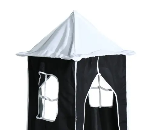 Augstā Gulta Ar Aizkariem Un Slidkalniņu, 80X200 Cm, Priede Vidaxl