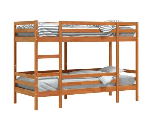 Divstāvu Gulta, Vaska Brūna, 80X200 Cm, Priedes Masīvkoks Vidaxl