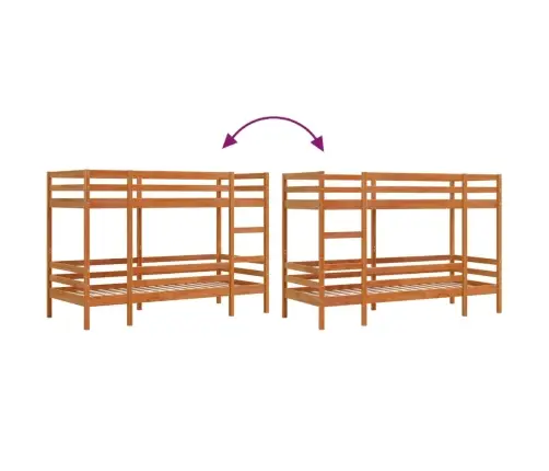 Divstāvu Gulta, Vaska Brūna, 80X200 Cm, Priedes Masīvkoks Vidaxl