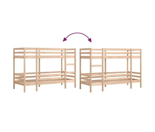 Divstāvu Gulta, 90X200 Cm, Priedes Masīvkoks Vidaxl