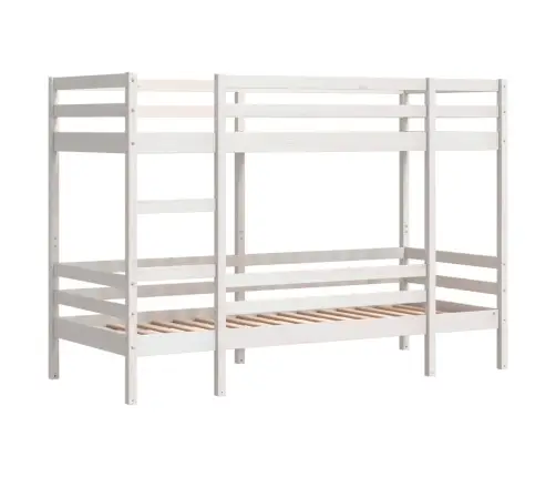 Divstāvu Gulta, Balta, 90X200 Cm, Priedes Masīvkoks Vidaxl