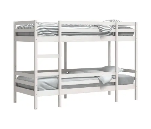 Divstāvu Gulta, Balta, 90X200 Cm, Priedes Masīvkoks Vidaxl