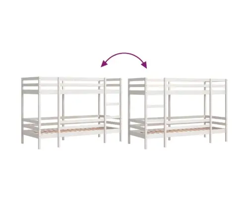 Divstāvu Gulta, Balta, 90X200 Cm, Priedes Masīvkoks Vidaxl