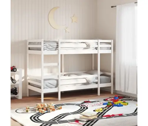 Divstāvu Gulta, Balta, 90X200 Cm, Priedes Masīvkoks Vidaxl