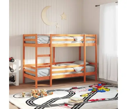 Dviaukštė Lova, Vaško Ruda, 90X200cm Pušies Medienos Masyvas