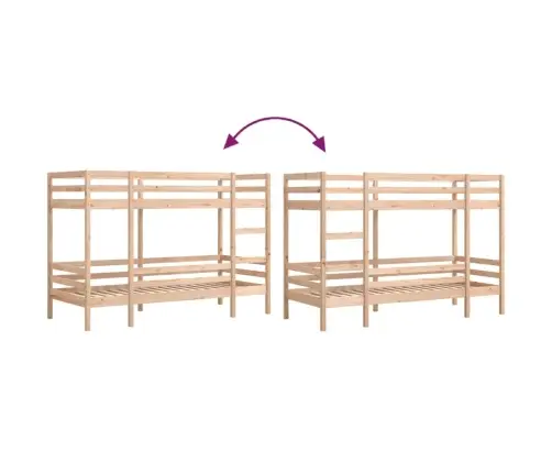 Divstāvu Gulta, 90X190 Cm, Priedes Masīvkoks Vidaxl