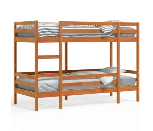 Divstāvu Gulta, Vaska Brūna, 90X190 Cm, Priedes Masīvkoks Vidaxl