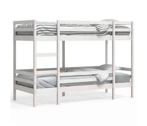 Divstāvu Gulta, Balta, 75X190 Cm, Priedes Masīvkoks Vidaxl