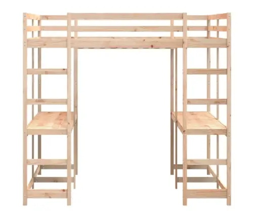 Augstā Gulta, Rakstāmgalds, Kāpnes, 180X200 Cm, Priedes Koks Vidaxl