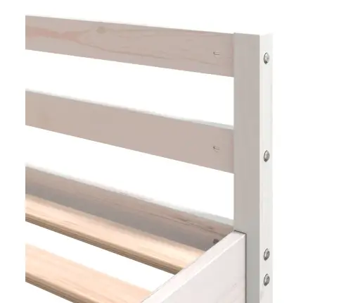 Kõrge Voodi Laua Ja Redeliga, Valge, 180X200 cm Männipuit