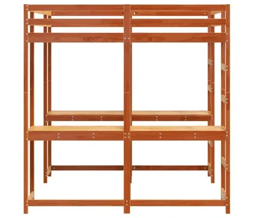 Aukšta Lova Su Rašomuoju Stalu Ir Kopėčiomis, Ruda, 180X200Cm