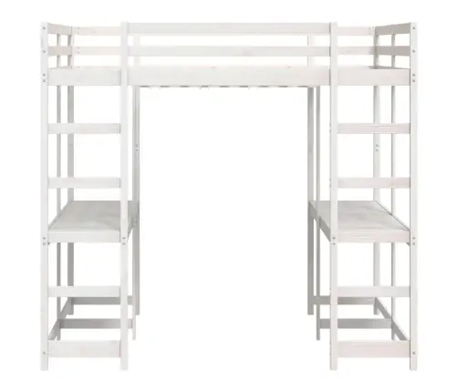 Augstā Gulta, Rakstāmgalds, Kāpnes, Balts, 160X200 Cm, Priede Vidaxl