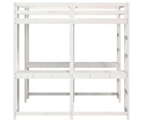 Augstā Gulta, Rakstāmgalds, Kāpnes, Balts, 160X200 Cm, Priede Vidaxl