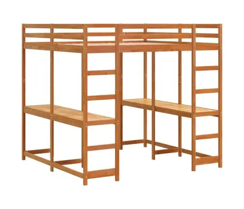 Augstā Gulta, Rakstāmgalds, Kāpnes, Vaska Brūnas, 160X200 Cm Vidaxl