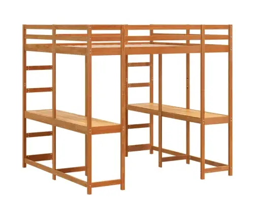 Augstā Gulta, Rakstāmgalds, Kāpnes, Vaska Brūnas, 160X200 Cm Vidaxl