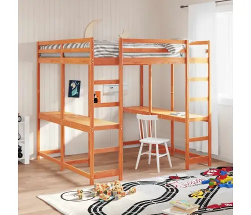 Augstā Gulta, Rakstāmgalds, Kāpnes, Vaska Brūnas, 160X200 Cm Vidaxl