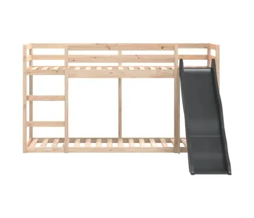 Divstāvu Gulta Ar Slidkalniņu, 80X200 Cm, Priedes Masīvkoks Vidaxl