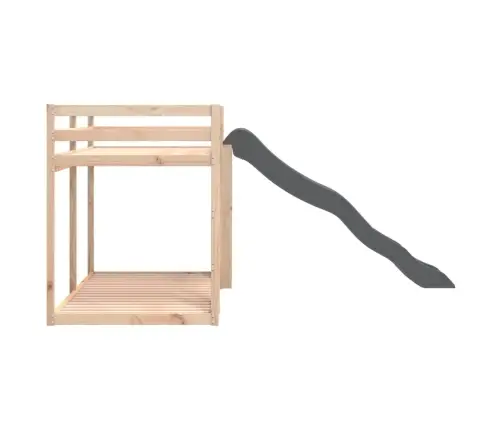 Divstāvu Gulta Ar Slidkalniņu, 80X200 Cm, Priedes Masīvkoks Vidaxl