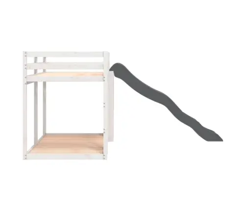 Dviaukštė Lova Su Čiuožykla/Kopėčiomis, Balta, 80X200cm Pušis