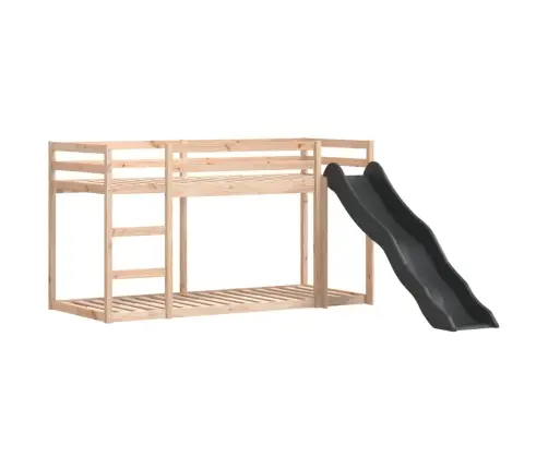 Divstāvu Gulta Ar Slidkalniņu, 90X200 Cm, Priedes Masīvkoks Vidaxl